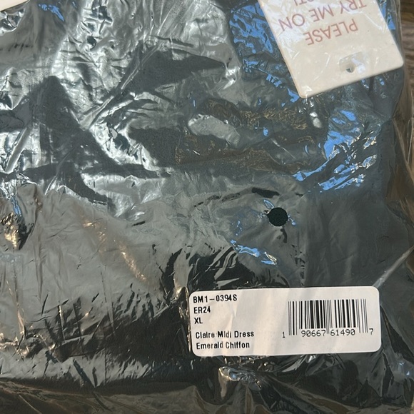 SHOW ME YOUR MUMU Claire Elegant Emerald Chiffon Midi Dress Bridesmaid NWT - Picture 10 of 12